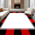 Red Black Plaid Checkered Border Rug