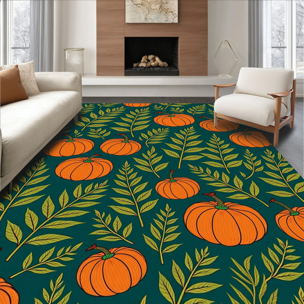 Orange Pumpkin Foliage In Nature Rug