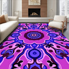 Vibrant Pink and Blue Psychedelic Mandala Rug