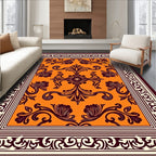 Rich Orange Baroque Scroll Rug