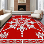 Crimson Snowflake Intricate Border Rug