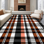 Classic Plaid Black Orange White Rug