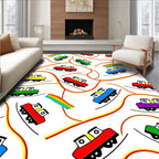 Colorful Train Rainbow Swirl Rug