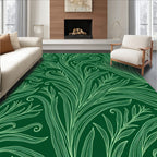 Dark Green Leafy Swirl Vine Rug