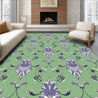 Ornate Lilac Crests on Sage Background Rug