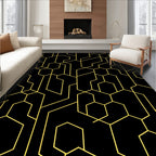Black and Gold Geometric Network Rug