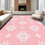 Coral Pink White Floral Medallion Rug