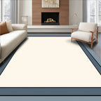 Simple Geometric Frame Ivory Blue Rug