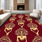 Gold Stylized Face Crimson Rug