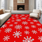 White Snowflake Scarlet Collage Rug