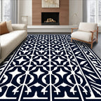 Navy White Geometric Anchor Medallion Rug