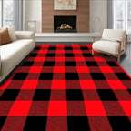Classic Red Black Buffalo Check Square Rug
