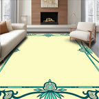 Turquoise Vintage Floral Border Rug