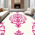 Crimson Damask Scrollwork Medallion Rug