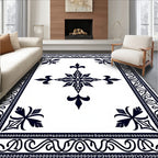 Midnight Blue Fleur De Lis Mandala Rug