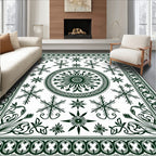 Dark Green Central Medallion Floral Rug