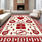 Red White Holiday Icons Gift Heart Rug