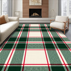Classic Red Green Cream Plaid Rug