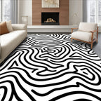 Bold Black Abstract Contour Rug