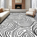 Black and White Organic Swirls Rug