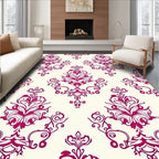 Crimson Baroque Floral Swirl Rug