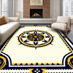 Nautical Navy Gold Compass Rose Rug