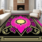 Vibrant Pink Yellow Art Deco Bloom Rug