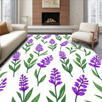 Purple Lavender Blooms Green Stems Rug