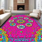 Vibrant Pink Floral Medallion Composition Rug