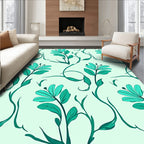 Teal Floral Vine Garden Rug