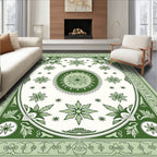 Emerald Green Floral Medallion Oval Rug