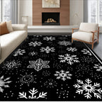 Black White Snowflake Scatter Rug