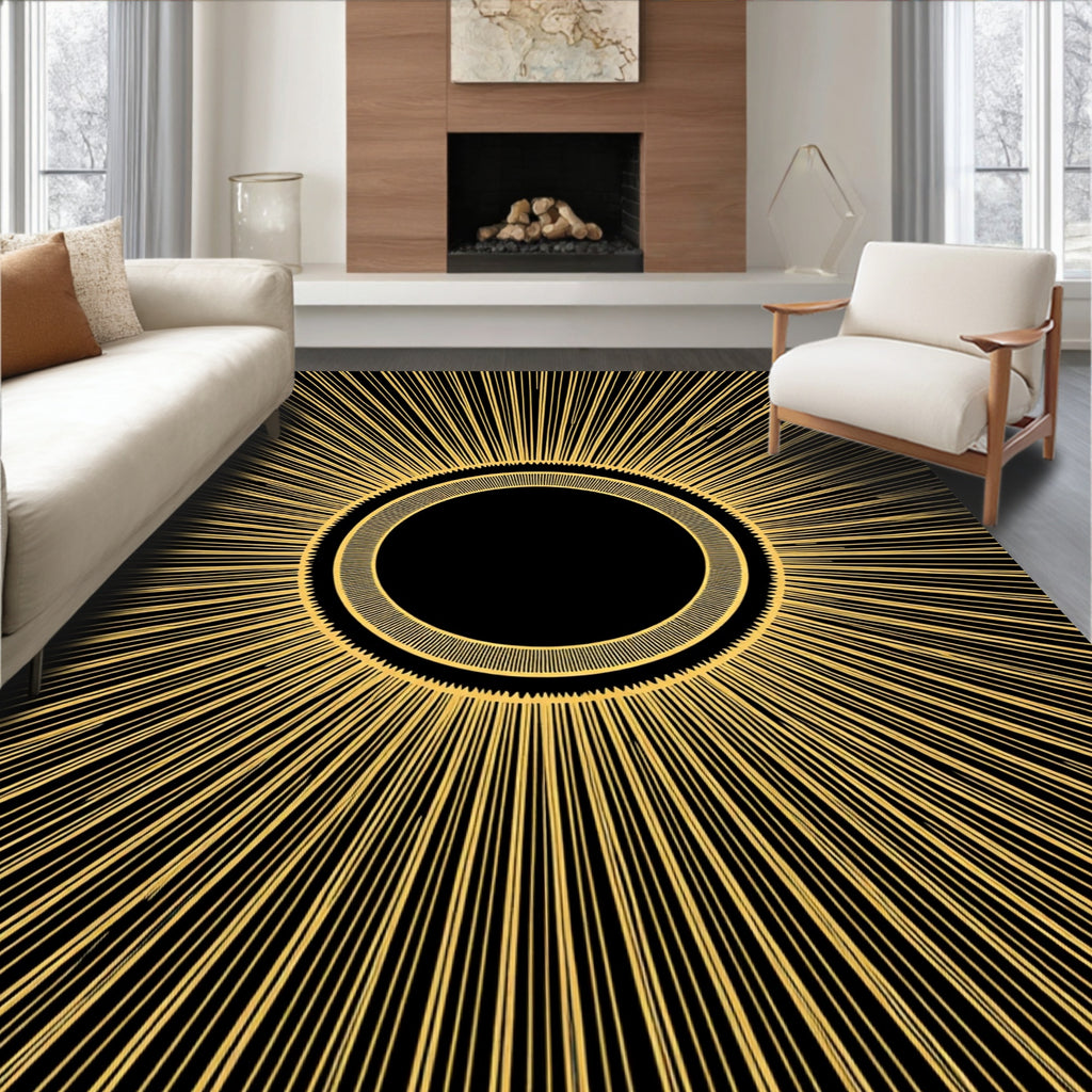 Golden Sunburst Art Deco Rug