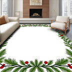 Festive Green Fir Berry Border Rug