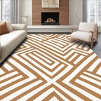 Geometric Brown Maze Weave Rug