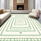 Minimalist Green Geometric Layered Rug