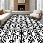 Black White Abstract Branch Repeat Rug