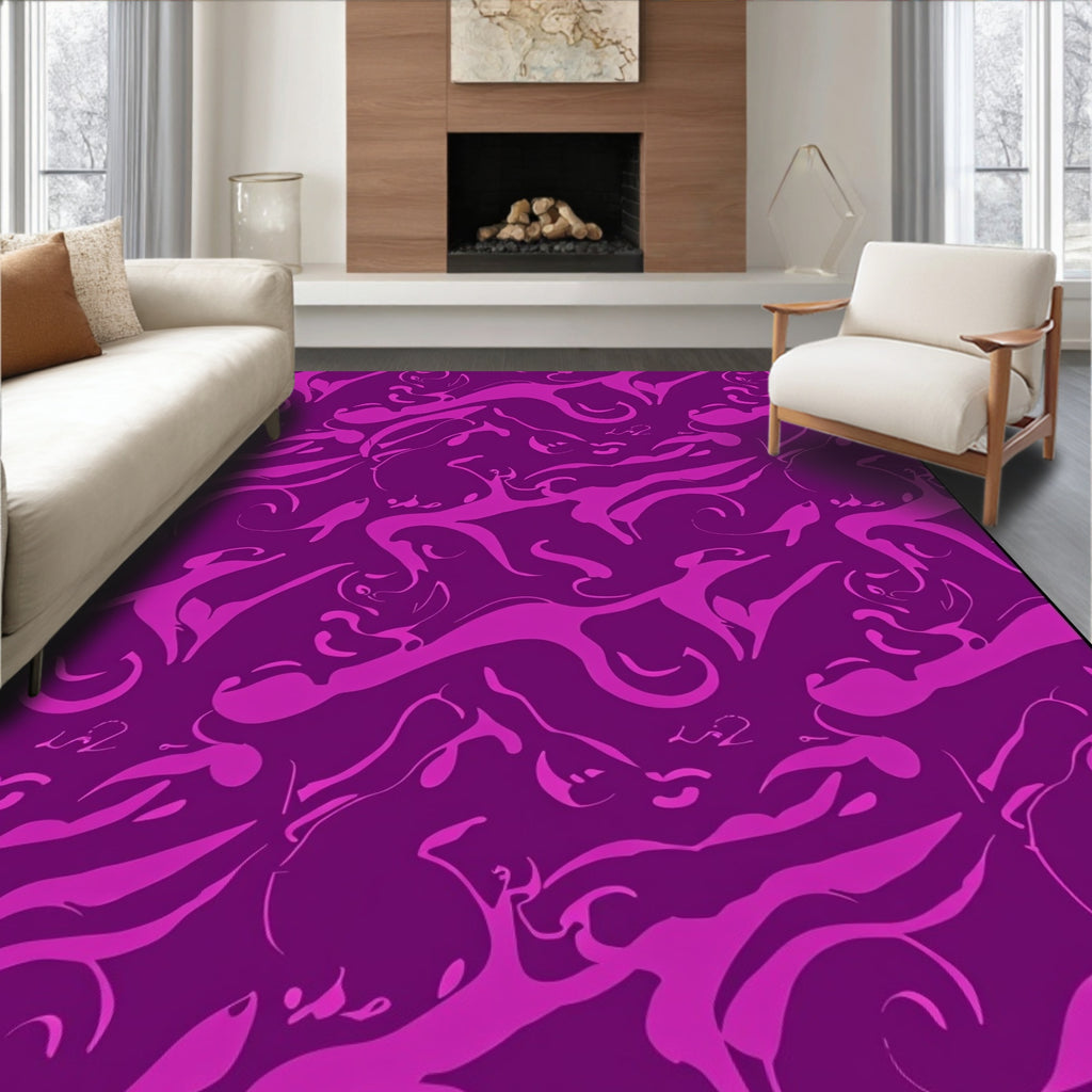 Vibrant Magenta Dynamic Swirl Rug