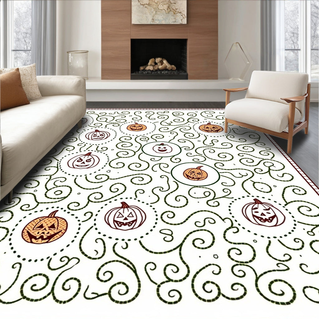 Whimsical Halloween Pumpkin Swirls Rug