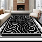 Monochrome Swirl Abstract Optical Illusion Rug
