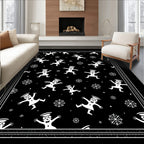Whimsical Snowman And Snowflake Night Rug