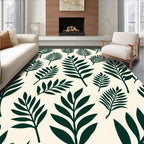 Dark Green Leafyclad Botanical Scene Rug