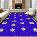 White Snowflake Blue Geometric Rug