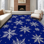 Deep Blue White Snowflake Medley Rug