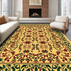 Golden Saffron Floral Animal Border Rug