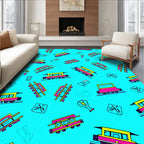 Yellow Pink Tram Retro Repeat Rug