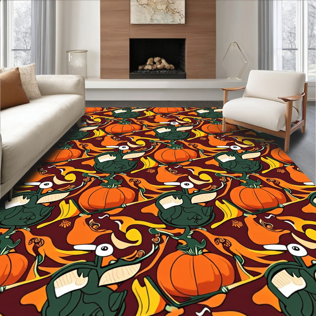 Autumn Duck Pumpkin Swirl Repeat Rug