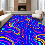 Bold Abstract Swirls Blue Rug