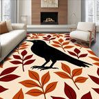 Autumn Crow Leafy Background Rug