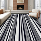 Abstract Black White Vertical Stripes Rug